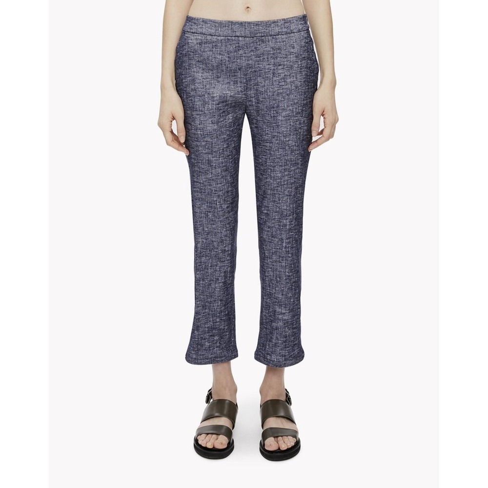 Theory Thorina Tierra Wash Linen Cropped Pants Deep Denim NWT Size 4 $285 - Picture 4 of 16